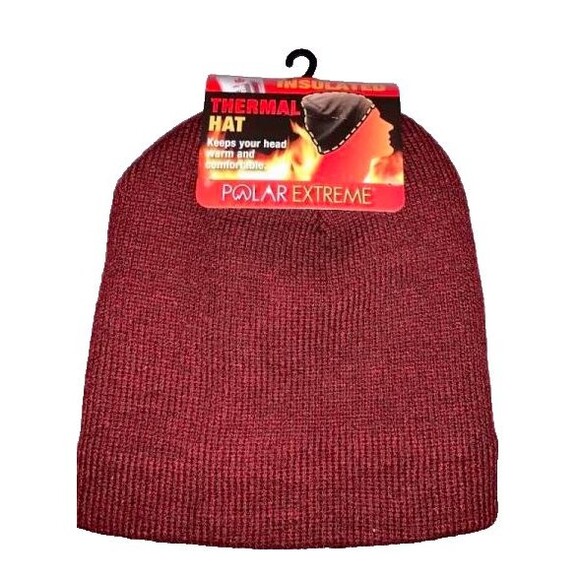 Polar Extreme Thermal Beanie Warm Knit Hat Insulated Fleece Lined Cap Red NWT - Picture 1 of 2
